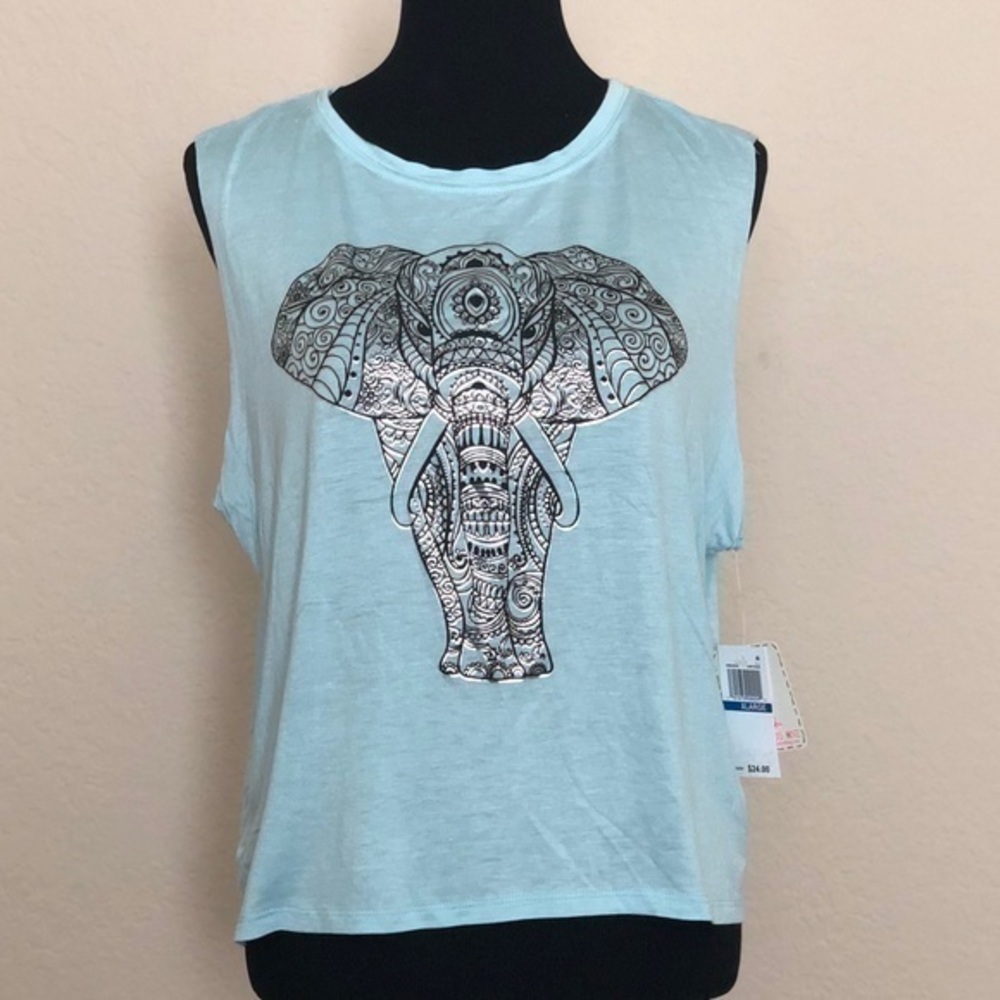 Rebellious One Light Blue Tank with Elepha…